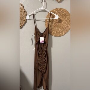 Dainty Hooligan Brown Ruched Dress